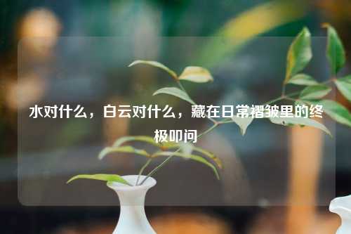水对什么，白云对什么，藏在日常褶皱里的终极叩问