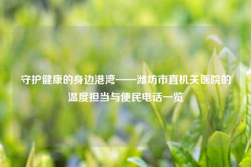 守护健康的身边港湾——潍坊市直机关医院的温度担当与便民     一览