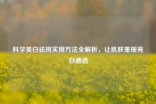 科学美白祛斑实用     全解析，让肌肤重现亮白通透