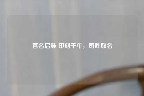 官名启脉 印刻千年，司姓取名