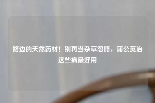 路边的天然药材！别再当杂草忽略，蒲公英治这些病更好用