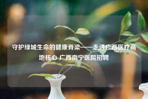 守护绿城生命的健康脊梁——走进广西医疗高地核心 广西南宁医院     