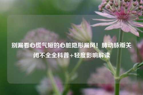 别漏看心慌气短的心脏隐形漏风！肺动脉瓣关闭不全全科普+轻度影响解读