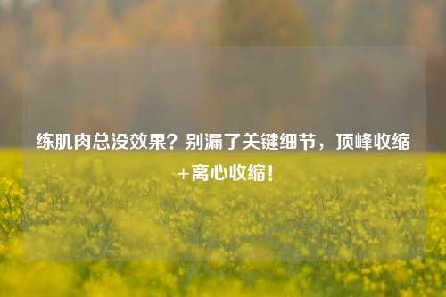 练肌肉总没效果？别漏了关键细节，顶峰收缩+离心收缩！