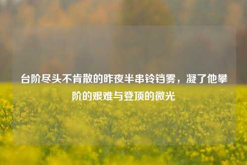 台阶尽头不肯散的昨夜半串铃铛雾，凝了他攀阶的艰难与登顶的微光