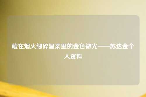 藏在烟火细碎温柔里的金色微光——苏达金个人资料