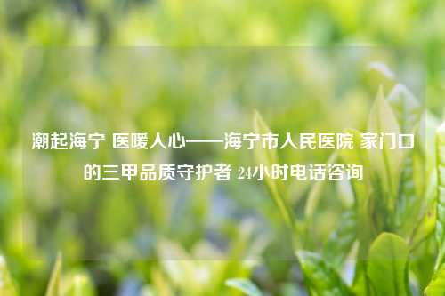 潮起海宁 医暖人心——海宁市人民医院 家门口的三甲品质守护者 24小时     咨询