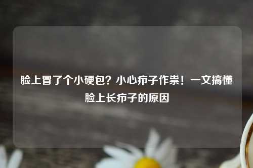 脸上冒了个小硬包？小心疖子作祟！一文搞懂脸上长疖子的原因