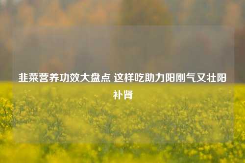 韭菜营养功效大盘点 这样吃助力阳刚气又壮阳补肾