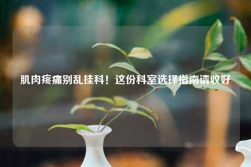 肌肉疼痛别乱挂科！这份科室选择指南请收好