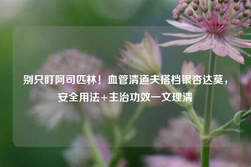 别只盯阿司匹林！血管清道夫搭档银杏达莫，安全用法+主治功效一文理清