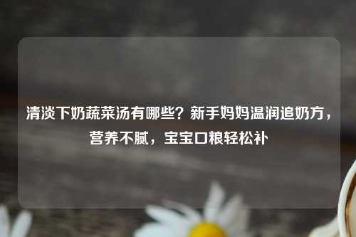 清淡下奶蔬菜汤有哪些？新手妈妈温润追奶方，营养不腻，宝宝口粮轻松补