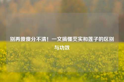别再傻傻分不清！一文搞懂芡实和莲子的区别与功效