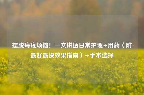 摆脱痔疮烦恼!一文讲透日常护理+用药(附更好最快效果指南)+手术选择