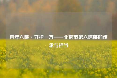 百年六院·守护一方——北京市第六医院的传承与担当