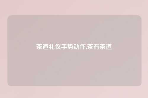茶道礼仪手势动作,茶有茶道
