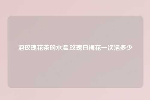 泡玫瑰花茶的水温,玫瑰白梅花一次泡多少
