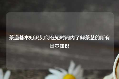 茶道基本知识,如何在短时间内了解茶艺的所有基本知识