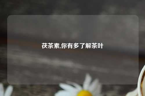茯茶素,你有多了解茶叶
